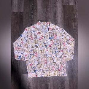 Vintage Koret Multicolor supermarket Graphic Print Shirt sz 12